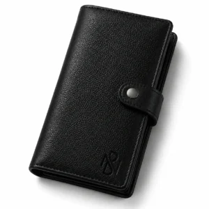 Premium Genuine Leather Long Wallet with Snap Button Closure