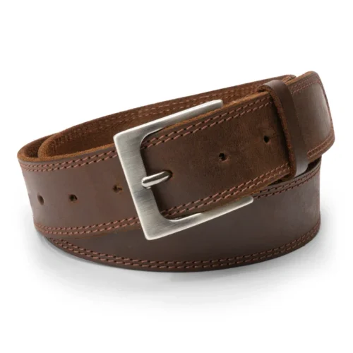 Two Row Stitch Thick Leather Belt