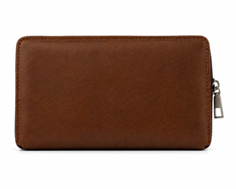 Leather Long Wallet with Mobile Phone Pouch