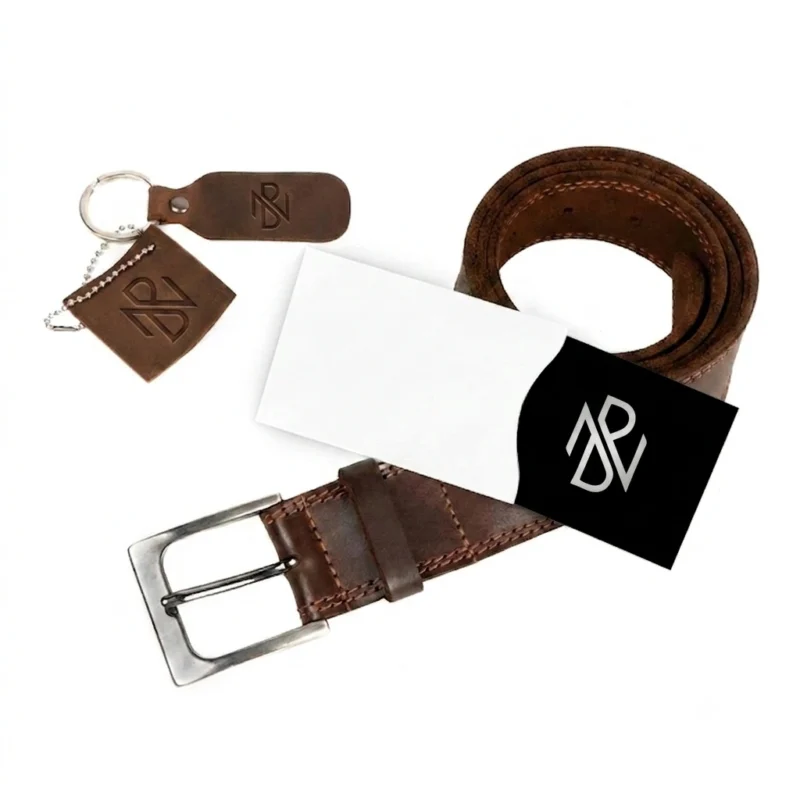 Two Row Stitch Thick Leather Belt