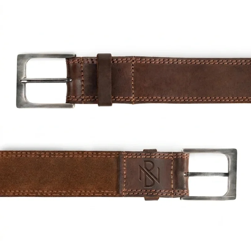 Two Row Stitch Thick Leather Belt