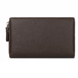 Premium Leather Zip Around Long Wallet with Wrist Strap