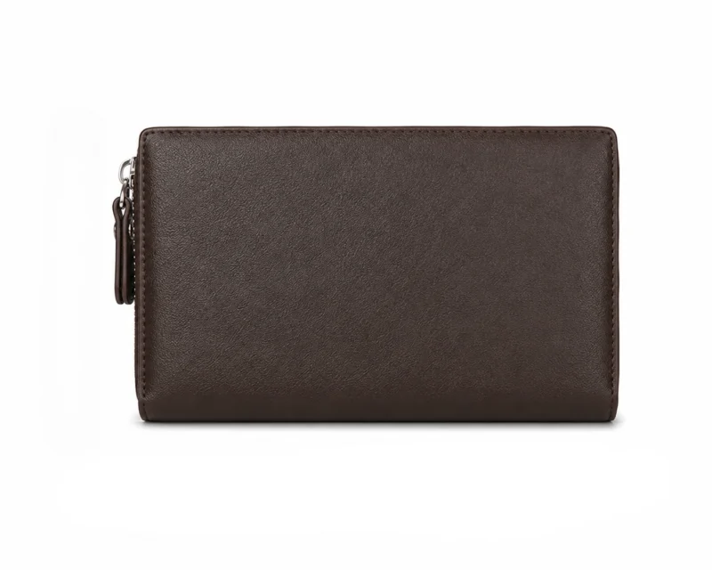 Premium Leather Zip Around Long Wallet with Wrist Strap