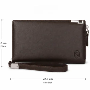 Premium Leather Zip Around Long Wallet with Wrist Strap