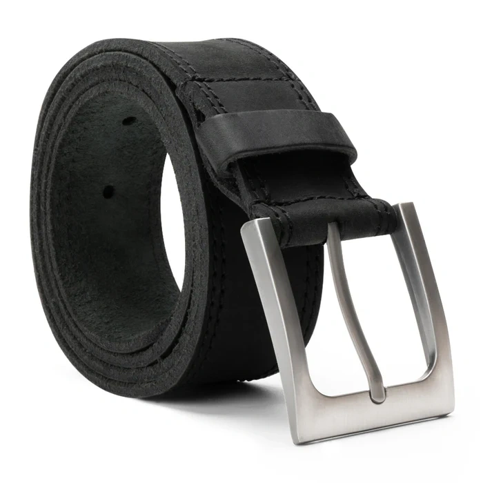 Two Row Stitch Thick Leather Belt