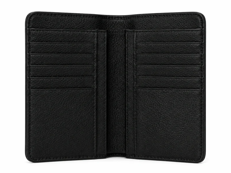 Premium Vertical Leather Wallet with Exterior Zipper Pocket