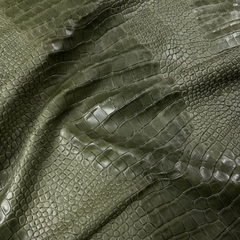 Two-Tone Veg Tan Crocodile Embossed Lambskin, 2 oz - 3 Colors - Image 2