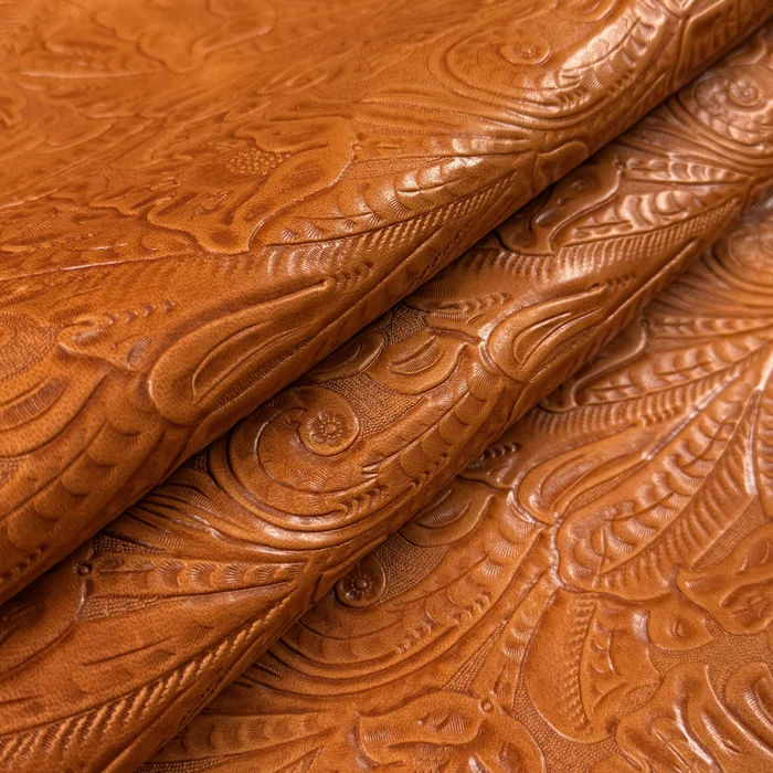 Floral Embossed Oiled Veg Tan Lamb, 2 oz | 6 Colors - Image 2