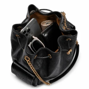 0e61f81e-dfac-4487-af15-339def8548d8 Leather Bucket Bag with Chain Strap