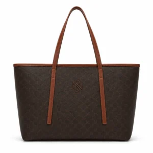 Leather Monogram Shopper Tote Bag