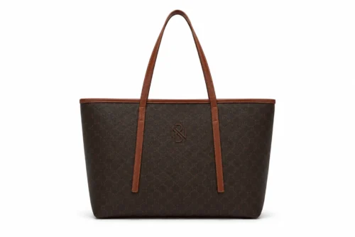 Leather Monogram Shopper Tote Bag