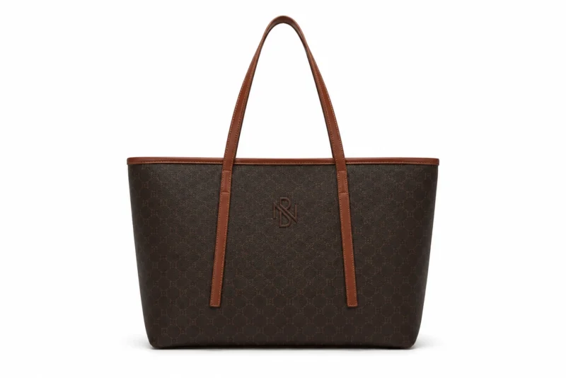 Leather Monogram Shopper Tote Bag