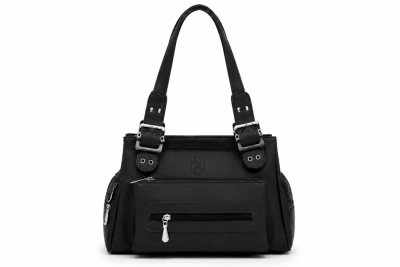 Leather Multi Pocket Utility Tote Bag