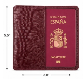 Croc Embossed Leather Passport Holder