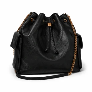 22fc94ba-f413-455d-8fb0-3155b5fc9d13 Leather Bucket Bag with Chain Strap
