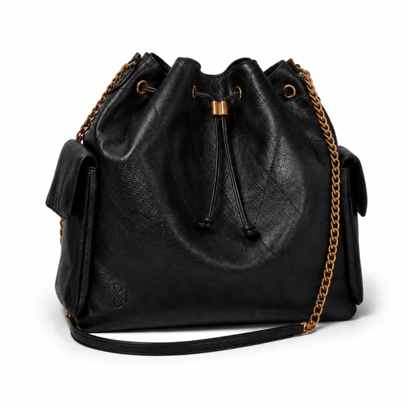 22fc94ba-f413-455d-8fb0-3155b5fc9d13 Leather Bucket Bag with Chain Strap