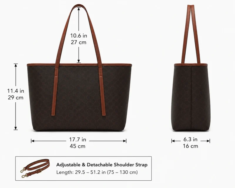 Leather Monogram Shopper Tote Bag