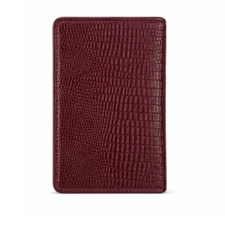 Croc Embossed Leather Passport Holder