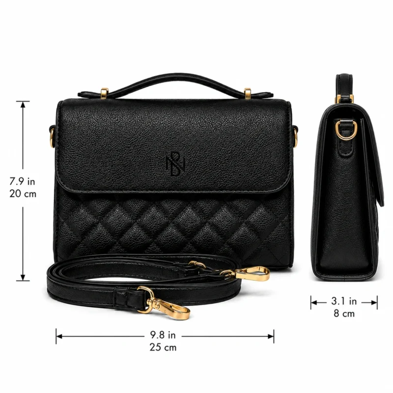 Luxury Quilted Leather Satchel Bag with Top Handle and Crossbody Strap