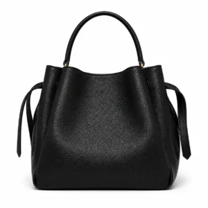 Handmade Pebbled Leather Top Handle Bucket Bag