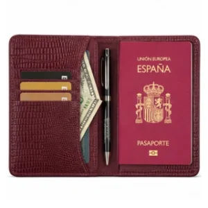 Croc Embossed Leather Passport Holder