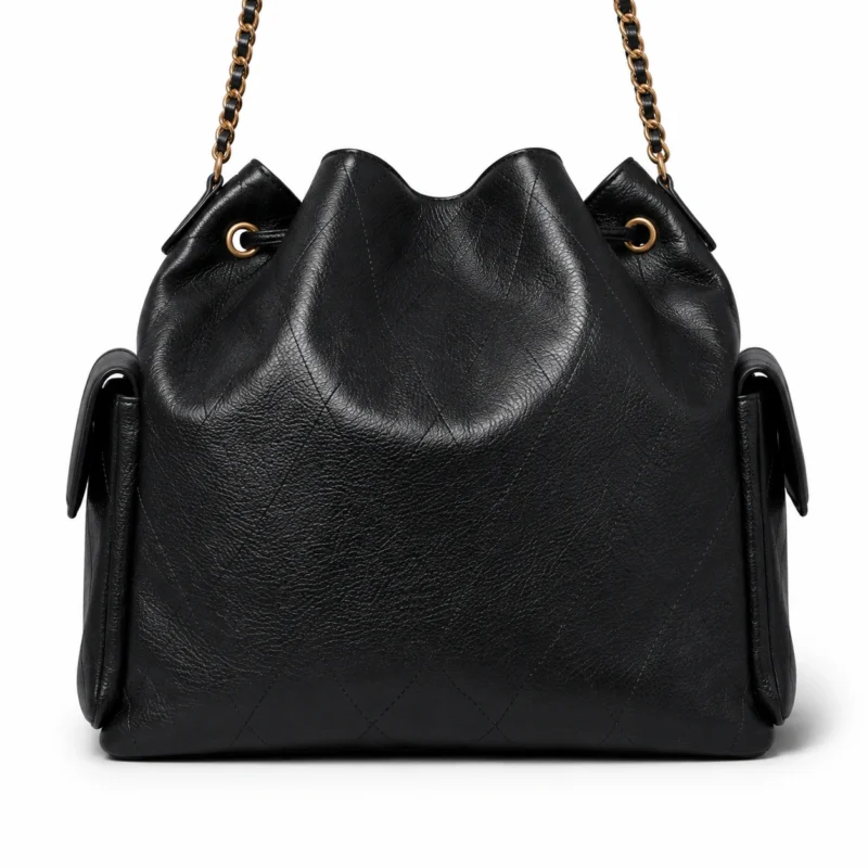 46e53826-82ab-4745-b91a-71058880f452 Leather Bucket Bag with Chain Strap