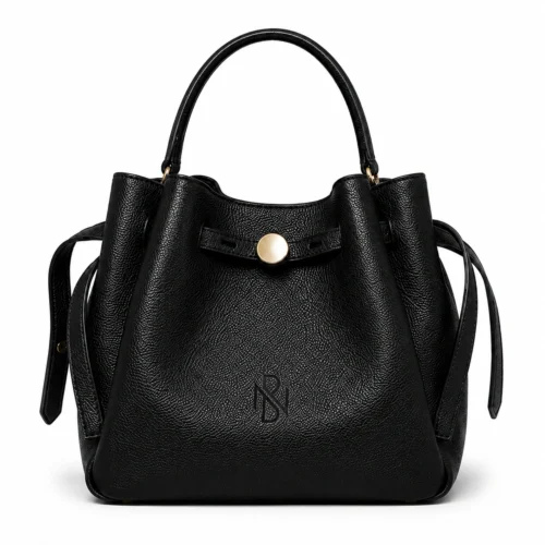 Handmade Pebbled Leather Top Handle Bucket Bag