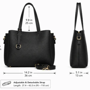 Classic Leather Shoulder Tote Bag