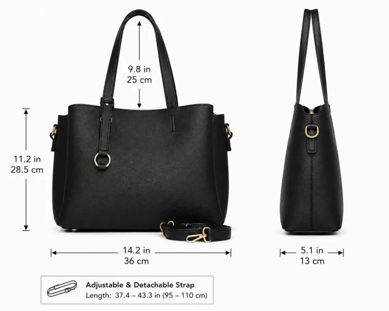 Classic Leather Shoulder Tote Bag