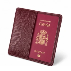 Croc Embossed Leather Passport Holder