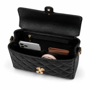Luxury Quilted Leather Satchel Bag with Top Handle and Crossbody Strap