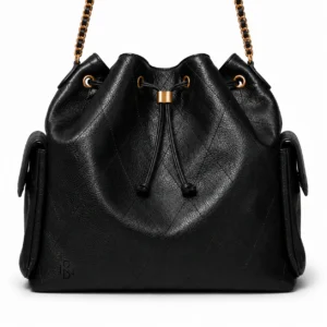 7c3987bc-d5f4-4a6a-ae53-cf08b1f4c636 Leather Bucket Bag with Chain Strap
