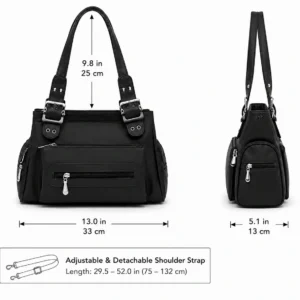 Leather Multi Pocket Utility Tote Bag