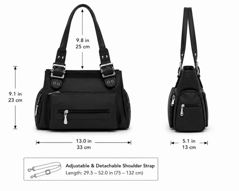 Leather Multi Pocket Utility Tote Bag