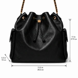 9d3e10ef-e2d9-434b-a6b6-5ae9dac3c991 Leather Bucket Bag with Chain Strap