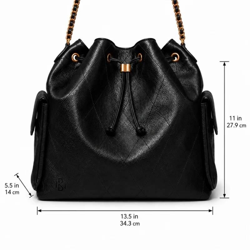 9d3e10ef-e2d9-434b-a6b6-5ae9dac3c991 Leather Bucket Bag with Chain Strap