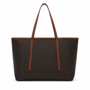 Leather Monogram Shopper Tote Bag