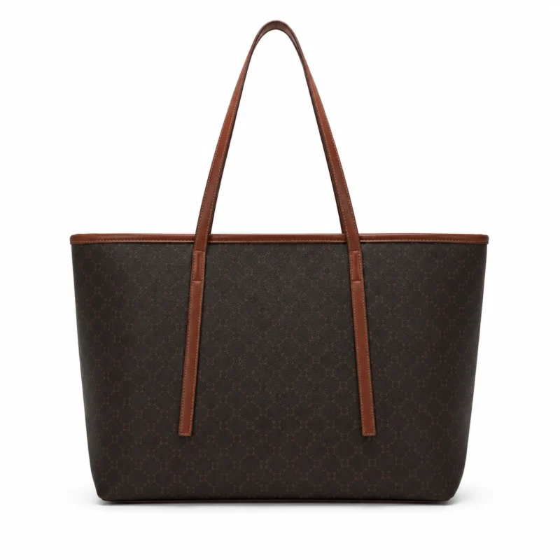 Leather Monogram Shopper Tote Bag
