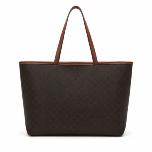Leather Monogram Shopper Tote Bag