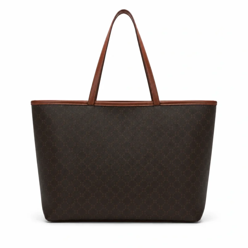 Leather Monogram Shopper Tote Bag