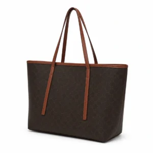 Leather Monogram Shopper Tote Bag