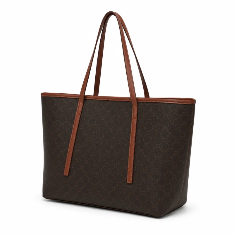 Leather Monogram Shopper Tote Bag