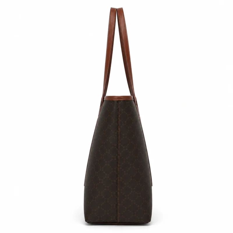 Leather Monogram Shopper Tote Bag