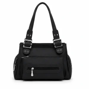 Leather Multi Pocket Utility Tote Bag