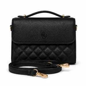 Luxury Quilted Leather Satchel Bag with Top Handle and Crossbody Strap