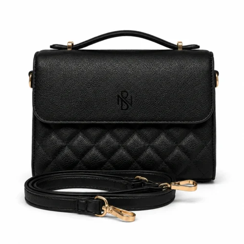 Luxury Quilted Leather Satchel Bag with Top Handle and Crossbody Strap