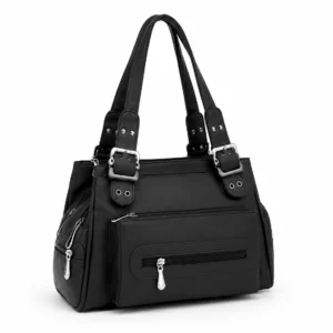 Leather Multi Pocket Utility Tote Bag