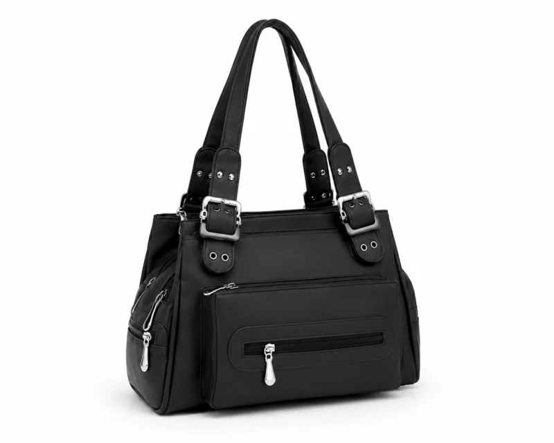 Leather Multi Pocket Utility Tote Bag
