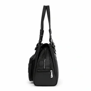 Leather Multi Pocket Utility Tote Bag