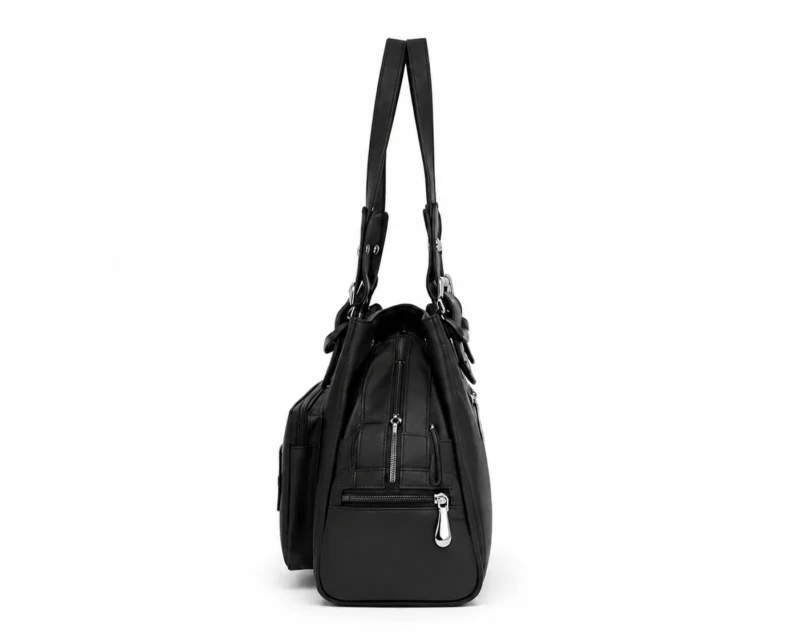 Leather Multi Pocket Utility Tote Bag